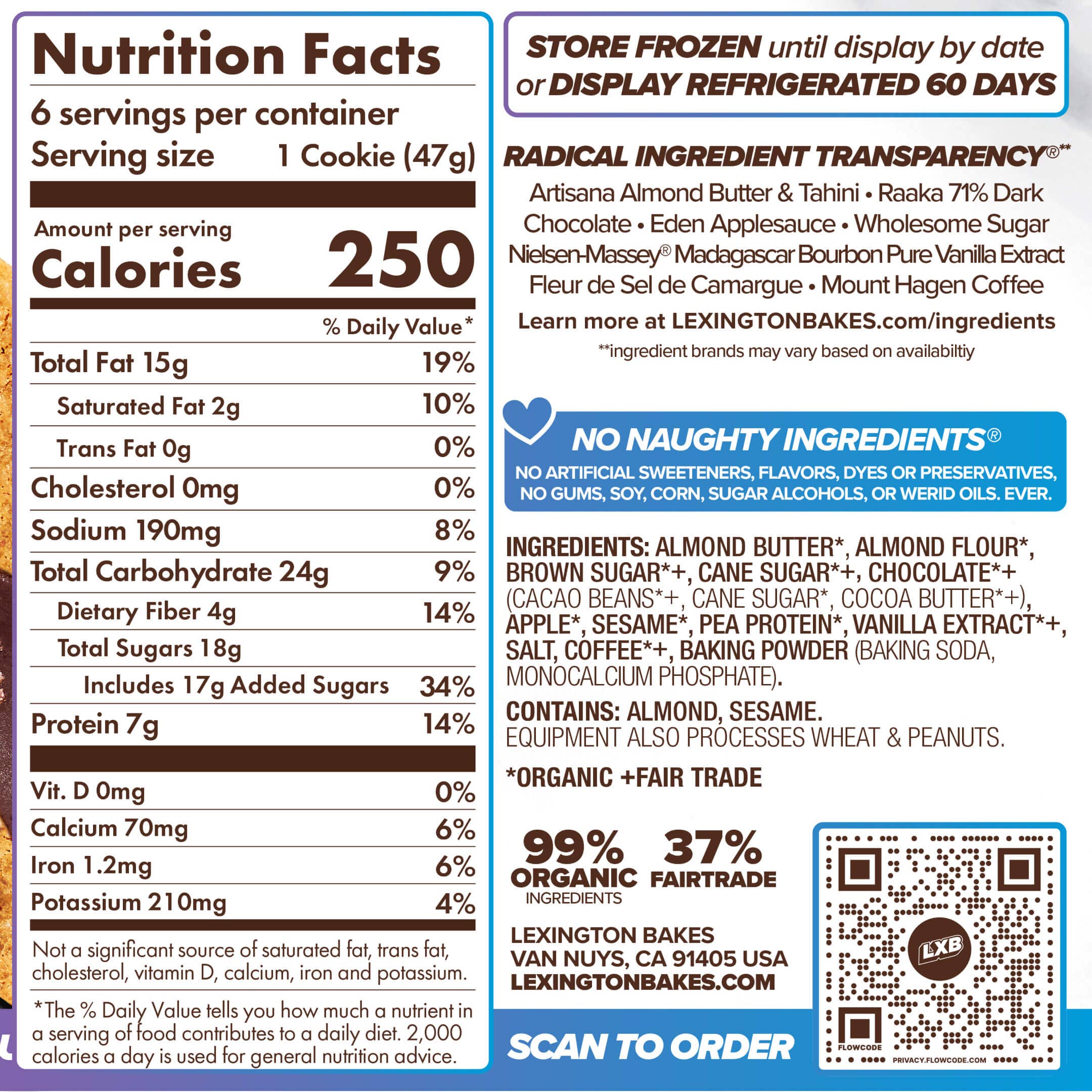 LEXINGTON BAKES - Wholesale Cookie - Vanilla Almond Choc Chip Protein Cookies • 6 Pack5