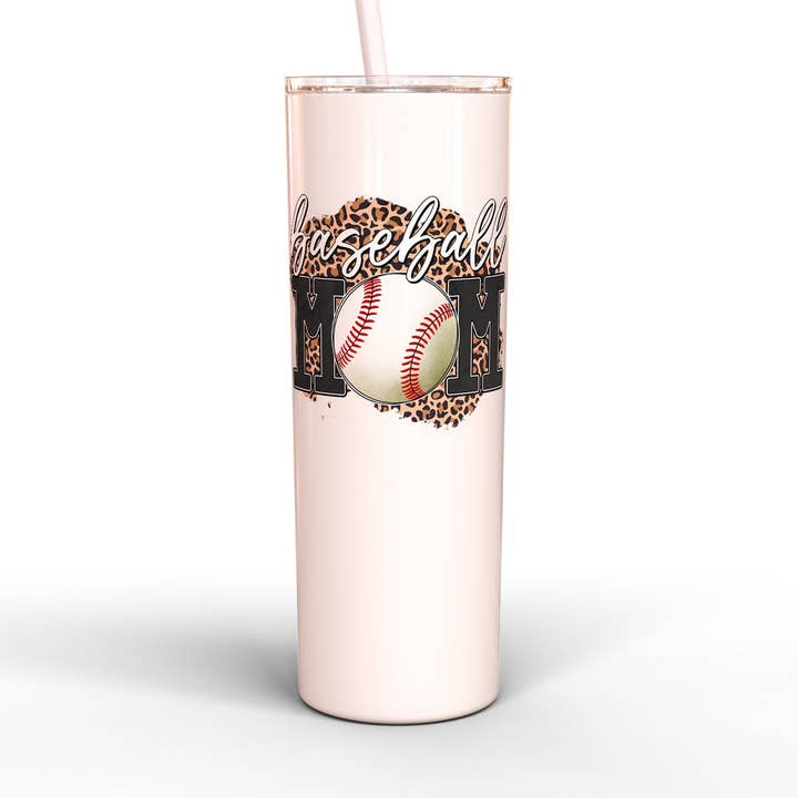 Cheetah Baseball Mom | 20 oz Skinny Tumbler | Stainless Steel | UV Printed for wholesale by The Sign Factory TX