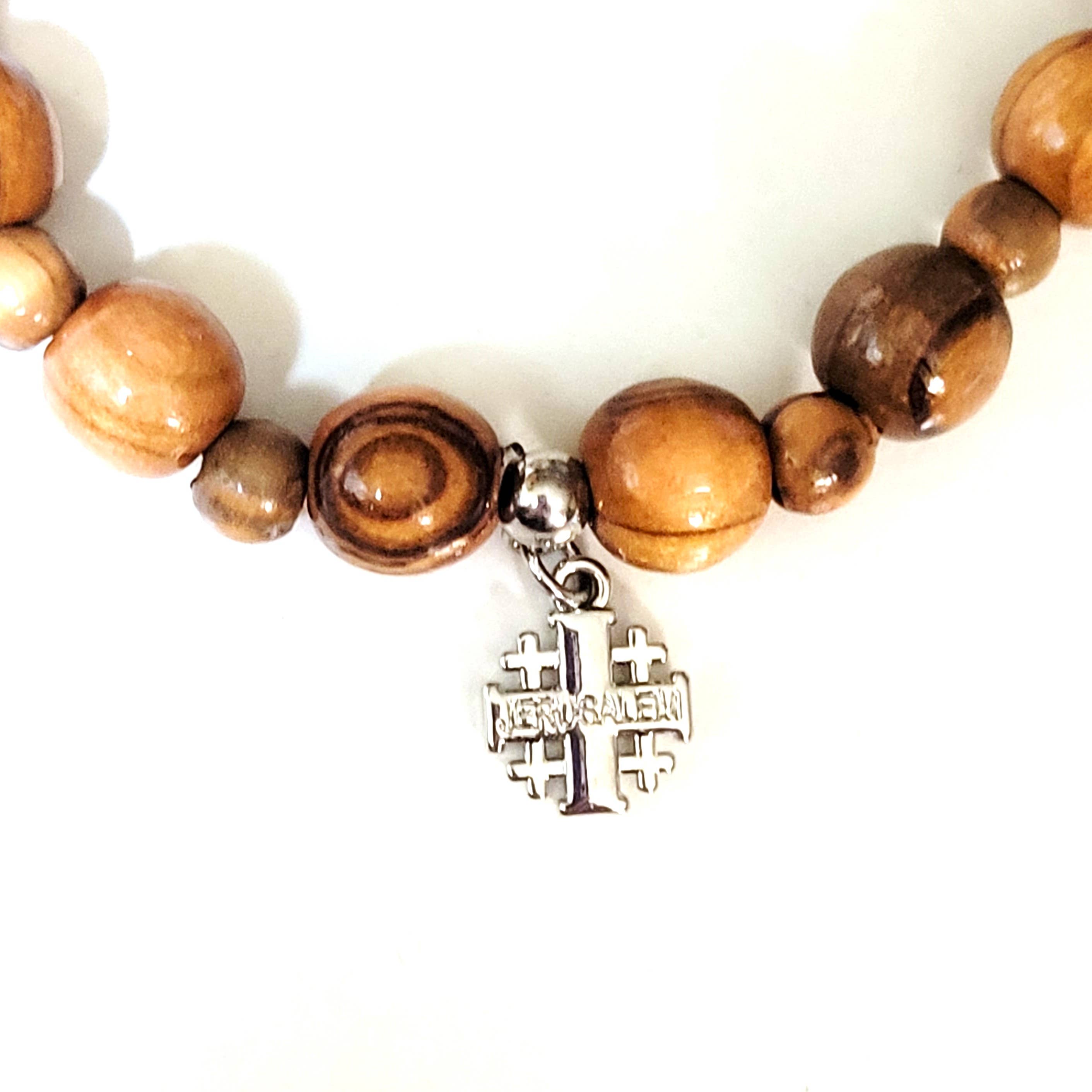 Eclectic Woodchuck - Wholesale Beaded Bracelet - Olive Wood Bead Bracelet with Jerusalem Cross3