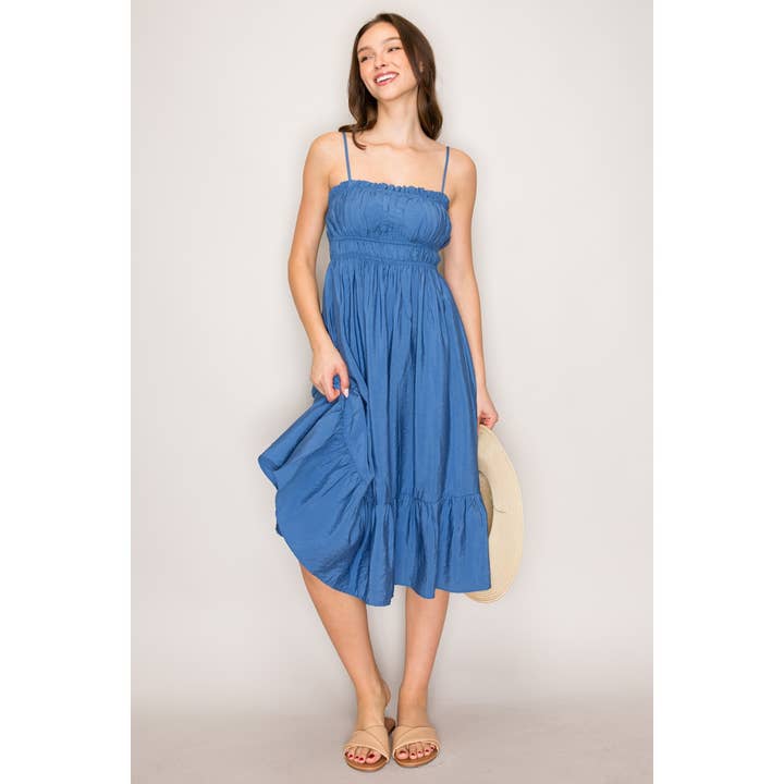 Sleeveless Spaghetti Strap Tiered Midi Dress for wholesale by Popular 21