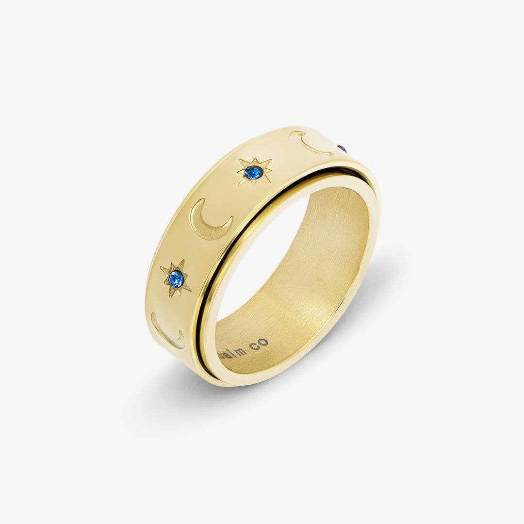 Calm Collective - Wholesale Band/Stacked Ring - gold celestial crystal anxiety ring