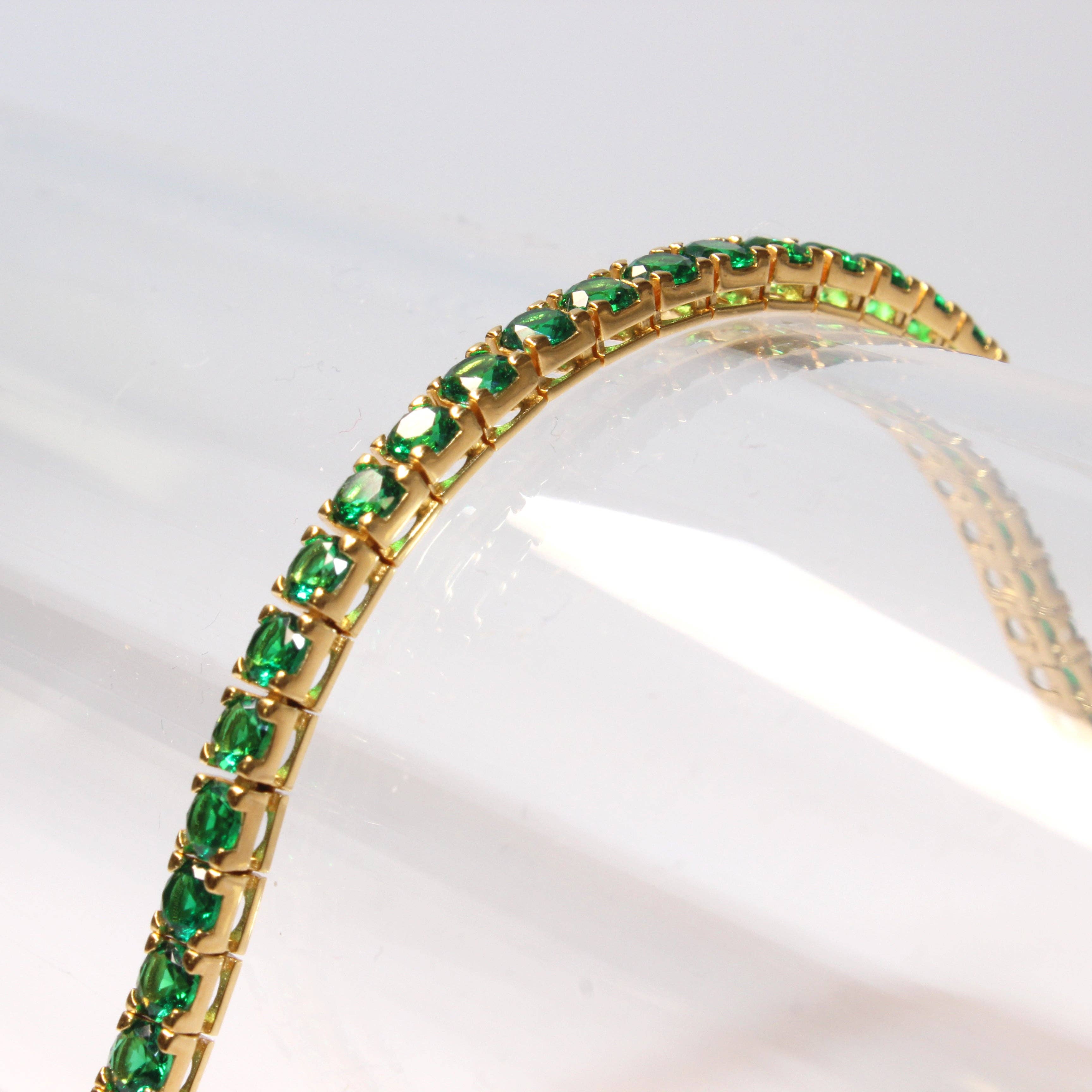 Alta Gioielli – wholesale Tennisarmband – Handgjort tennisarmband i 925 silver med gröna stenar1