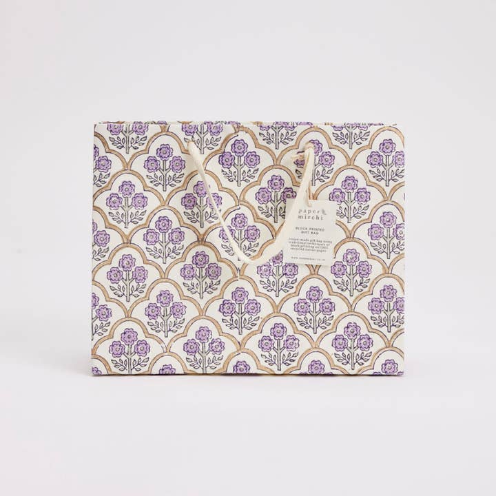 Paper Mirchi - Wholesale Gift Bag - Hand Block Printed Gift Bags (Medium) - Lavender2