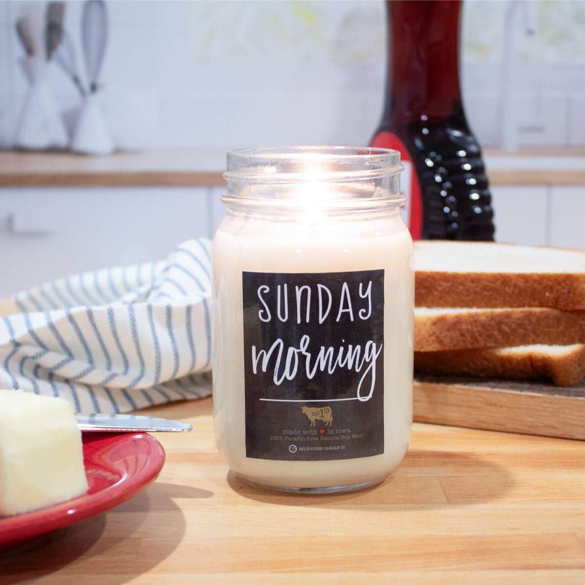 Milkhouse Candle Company - Vente Bougie en bocal - Bougie Mason Jar de 13 oz : dimanche matin1