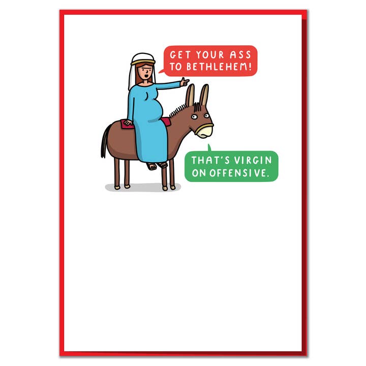 Virgin On Offensive. Funny Christmas Card for wholesale by Mungo And Shoddy