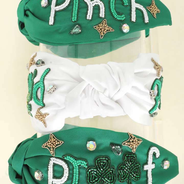 SP Sophia Collection - Wholesale Fashion Headband - Women's - Saint Patrick's Shamrock Gemstone Knotted Headband