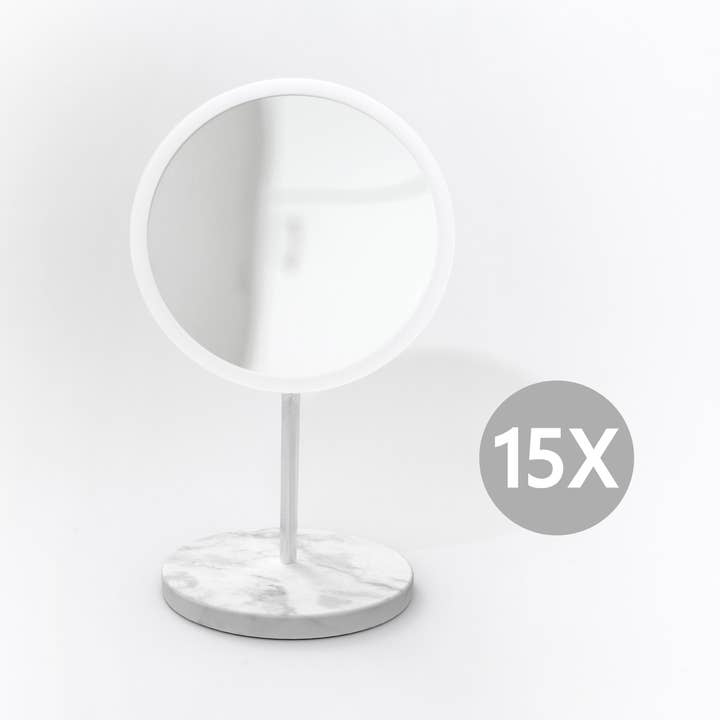 AirMirror™ Table Stand Detachable Magnetic Make-up Mirror 15x — Marble Base for wholesale by Bosign