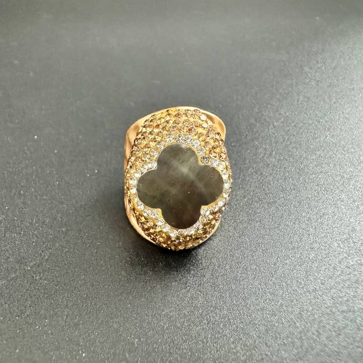Ole - Vente Bague de cocktail/de cérémonie - Bague en alliage Clover Black Shell 8