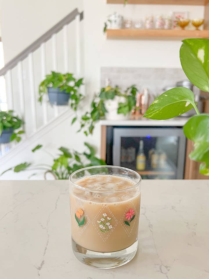 Floral Quilt Cocktail Glass for wholesale by Hart and Flora Shop