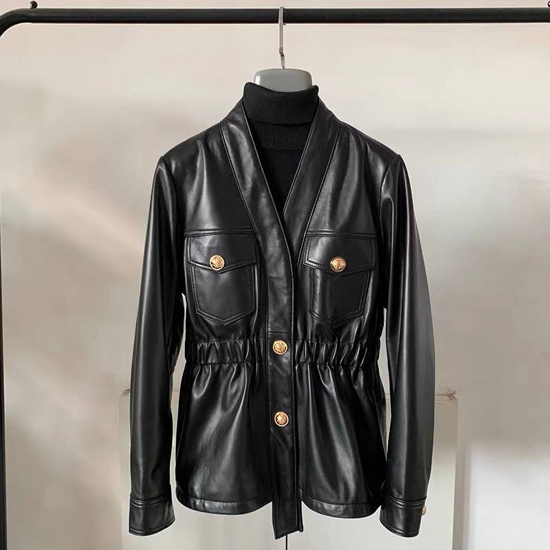 Productseeker – Casaco de couro - Mulher por atacado – Casaco Feminino em Pele de Carneiro Genuína BL41Y com Design Slim Fit0