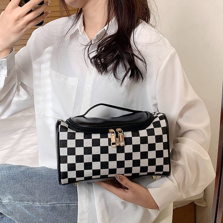 ACCITY - Wholesale Makeup/Cosmetic Bag - NEW CHECKERBOARD LARGE-CAPACITY COSMETIC BAG_CWAB44916
