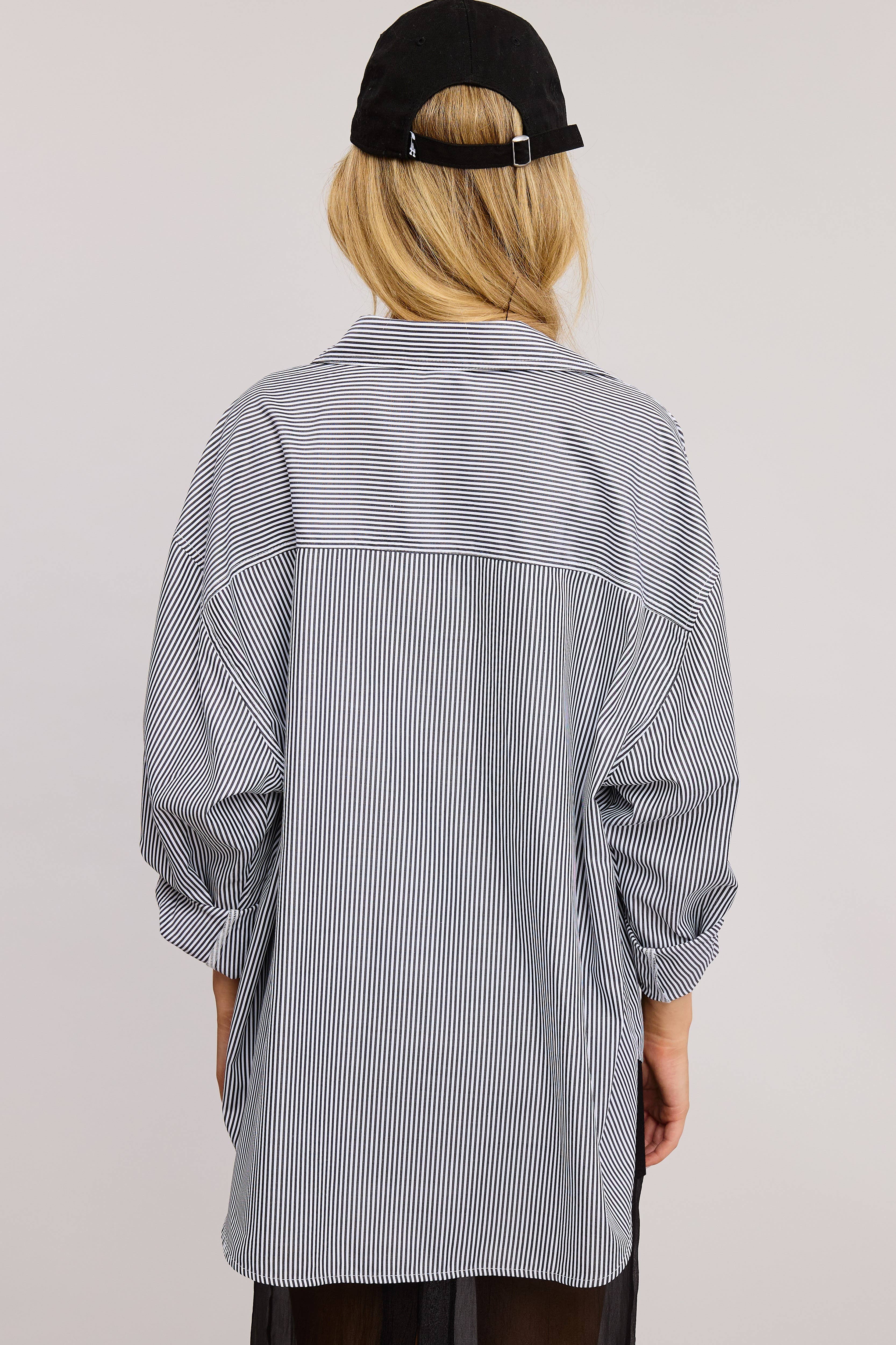 Mimosa - Wholesale Button Down Shirt - Women's - Oversized Striped Long Sleeve Button Down Shirt7