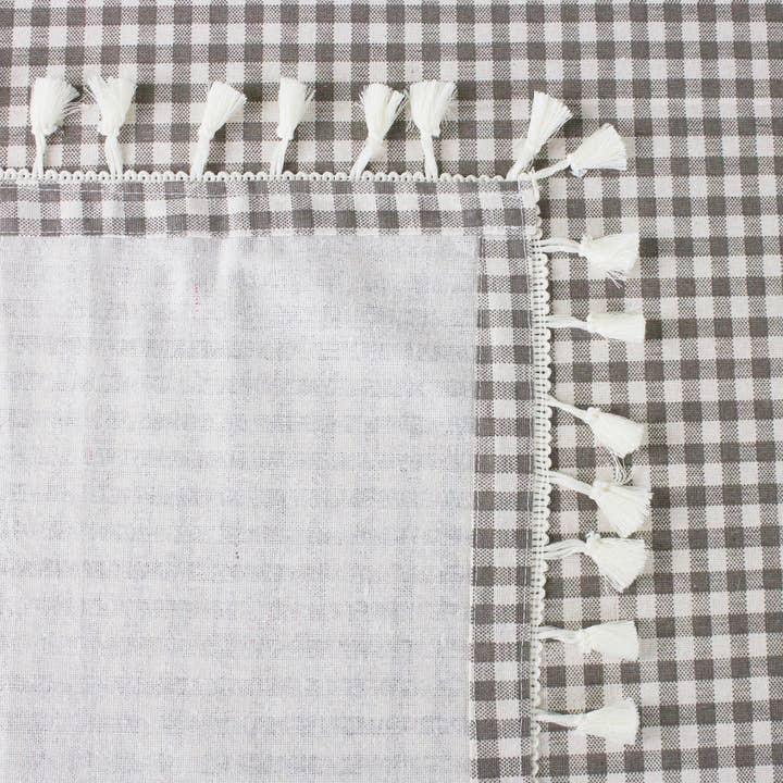 Fennco Styles - Wholesale Tablecloth - Rustic Gingham Check Tasseled Trim Cotton Blend Tablecloth10