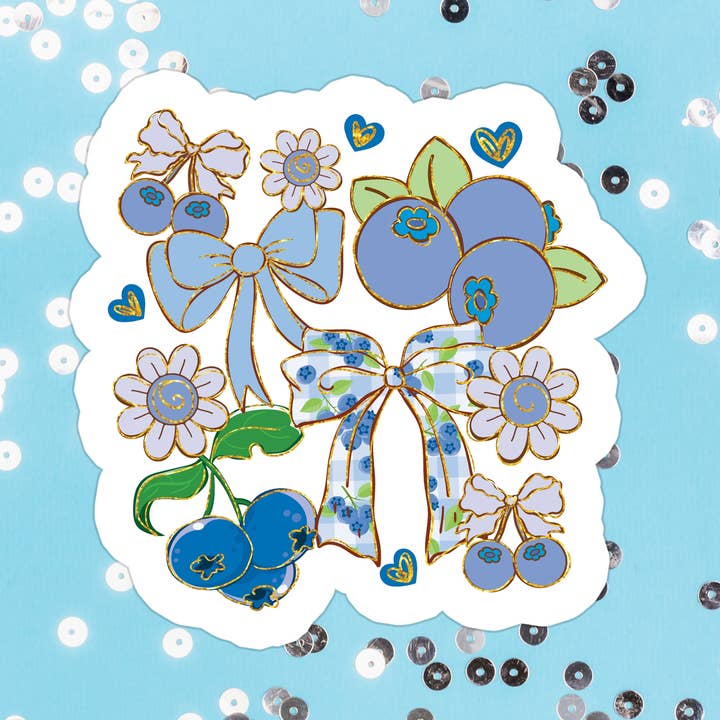 Coquette Girly Bow Blueberry Waterproof Vinyl Sticker for wholesale by Stickers+ X Ashley Bexar