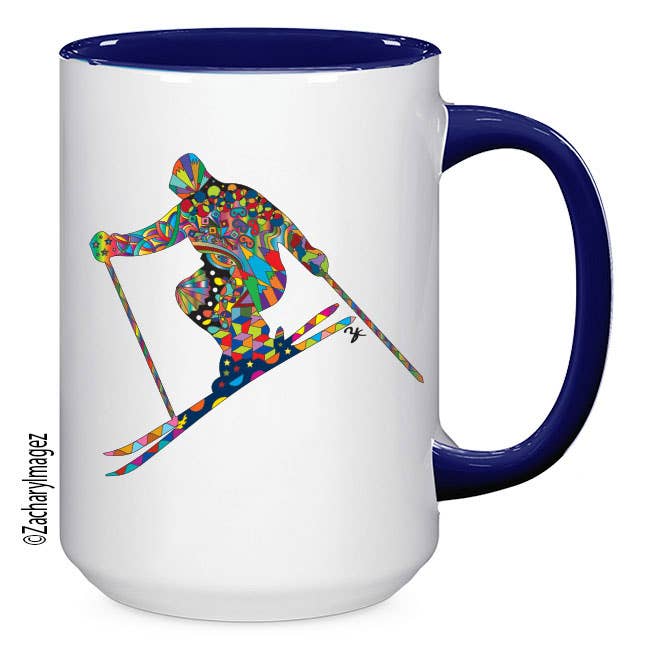 Tasse en céramique Colorful Skier 15 oz pour la vente par Zachary Imagez
