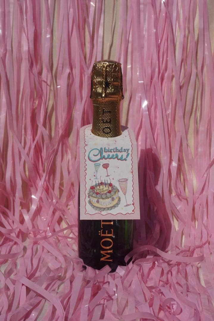 artxnikki - Wholesale Gift tag - "Birthday Cheers!" Champagne Bottle Tag1