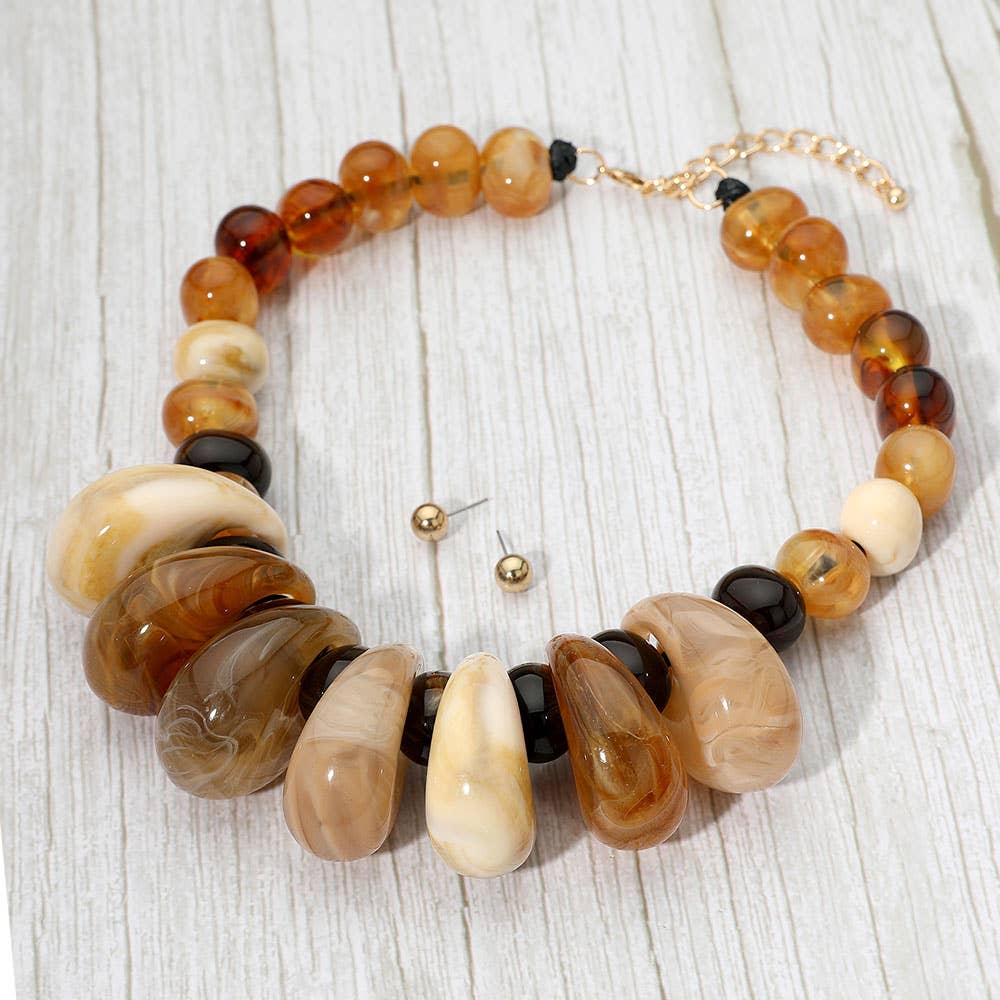 Sensibling Corp. - Vente Collier de perles - Collier à perles en résine marbrée et massive.2