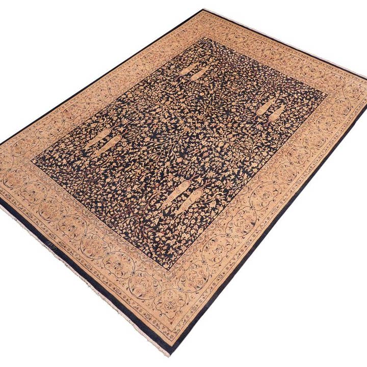 Antik grönsaksfärgad Mirella blå/brun ullmatta - 8'3'' x 10'2'' för wholesale av Arshs Fine Rugs