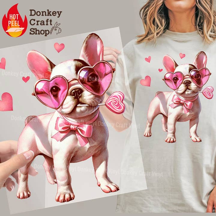 Hond Valentijn DTF Transfers Klaar om te persen voor wholesale door Donkey Craft