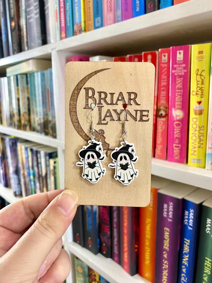 Halloween Ghost Book Reading Earrings for wholesale by Briar layne