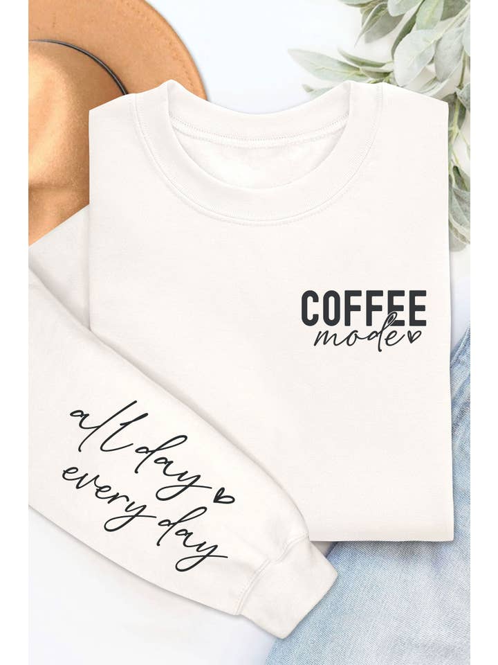Rustee Clothing - Wholesale Graphic Sweatshirt - Women's - COFFEE MODE GRAPHIC BRUSHED SWEATSHIRTS3