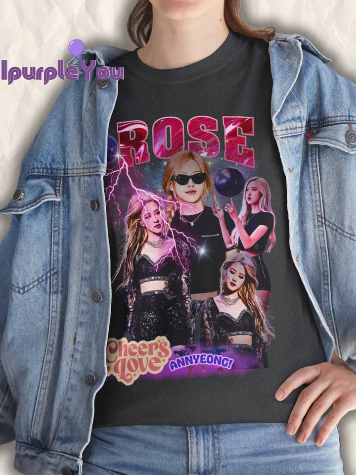 TheKingShirt - Wholesale T-Shirt (Graphic) - Unisex - Rose BlackPink ‘Cheers Love’ Vintage K-Pop Bootleg Tee