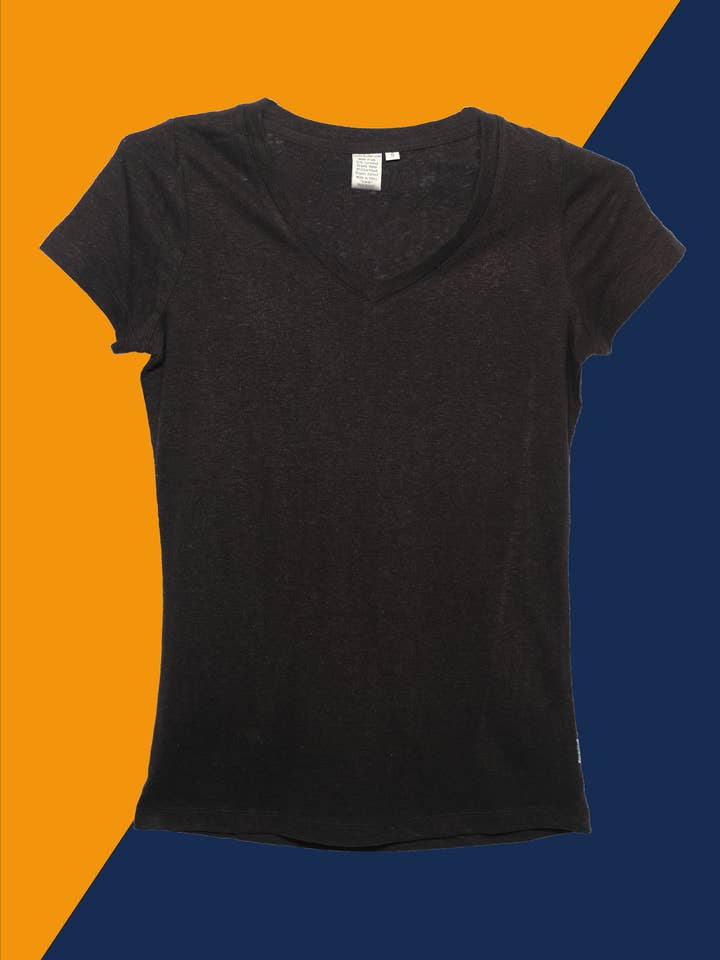 Eco-Friendly, Organic Hemp, Women's Black V-Neck Tee Shirt for wholesale by OG Hemp Goods