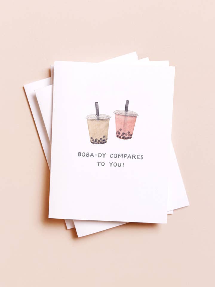 Boba-dy Compares — Asian Food Pun Love Card for wholesale by Amy Zhang