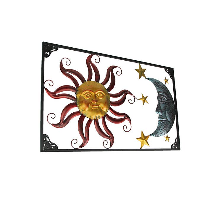 Zeckos - Wholesale Wall Accent - Tri-Tone Sun Moon & Stars Indoor/Outdoor Metal Wall Art1