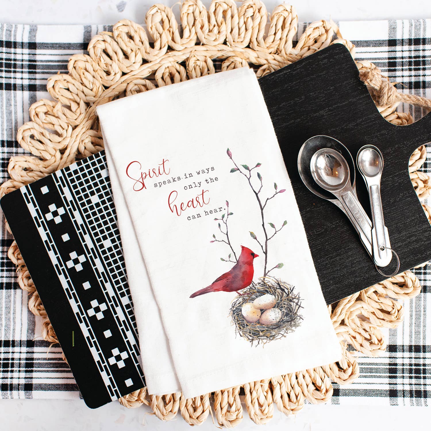 Kendrick Home - Wholesale Tea Towel - Spirit Speaks In Ways Cardinal Towel3