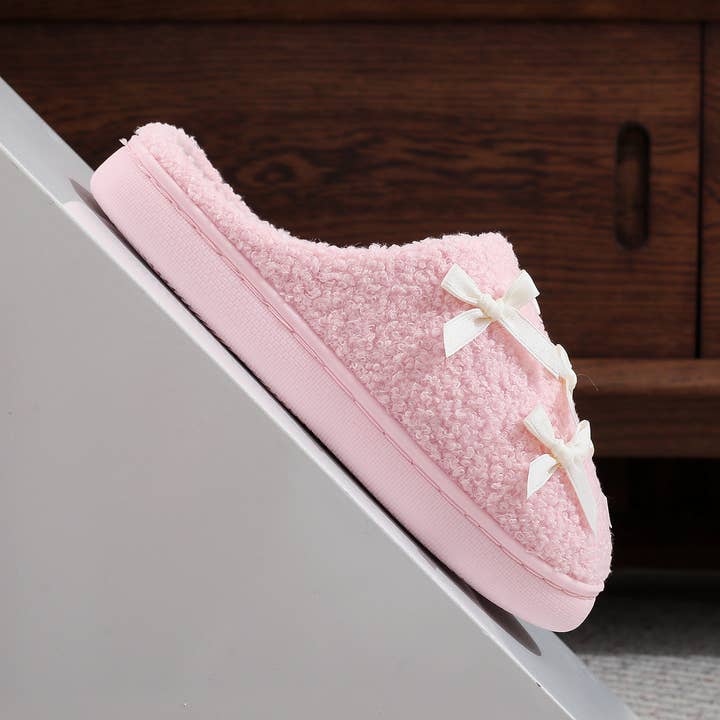 DOUBLJU - Wholesale Slippers - Women's - CUTE WARM HOME BOW COTTON SLIPPERS_CWSHS11537