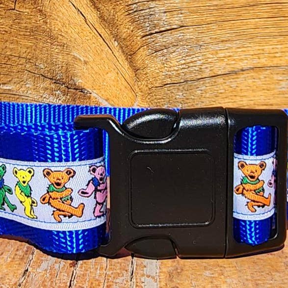 1,5" Blå Dansende Bjørne Hundehalsbånd for engroshandel hos Rocky Mountain Hound