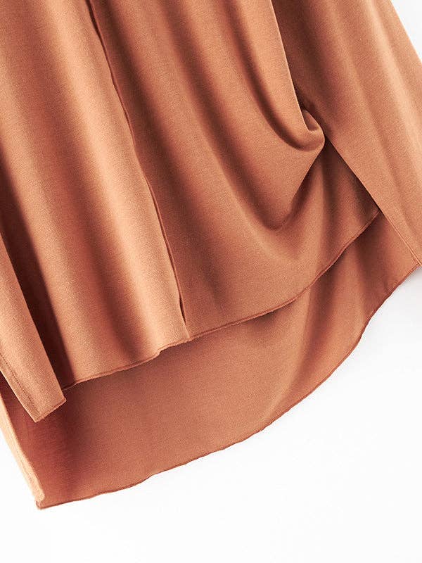 VividLux – wholesale Sleepwear set – Women's – Casual High-Low Solid Color V-Neck Pajama Set13