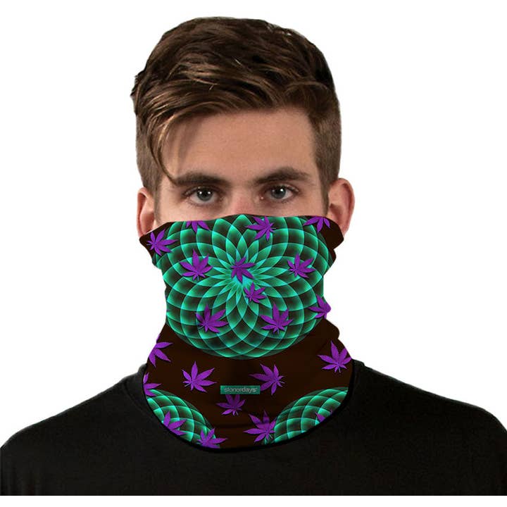 StonerDays Apparel - Wholesale Neck Warmer/Snood - Unisex - Neon Mandala 420 Friendly Neck Gaiter3