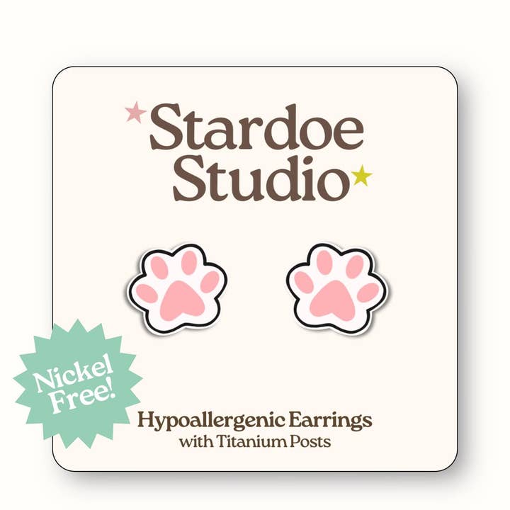 Paw Print (White) Earrings for wholesale by Stardoe Studio