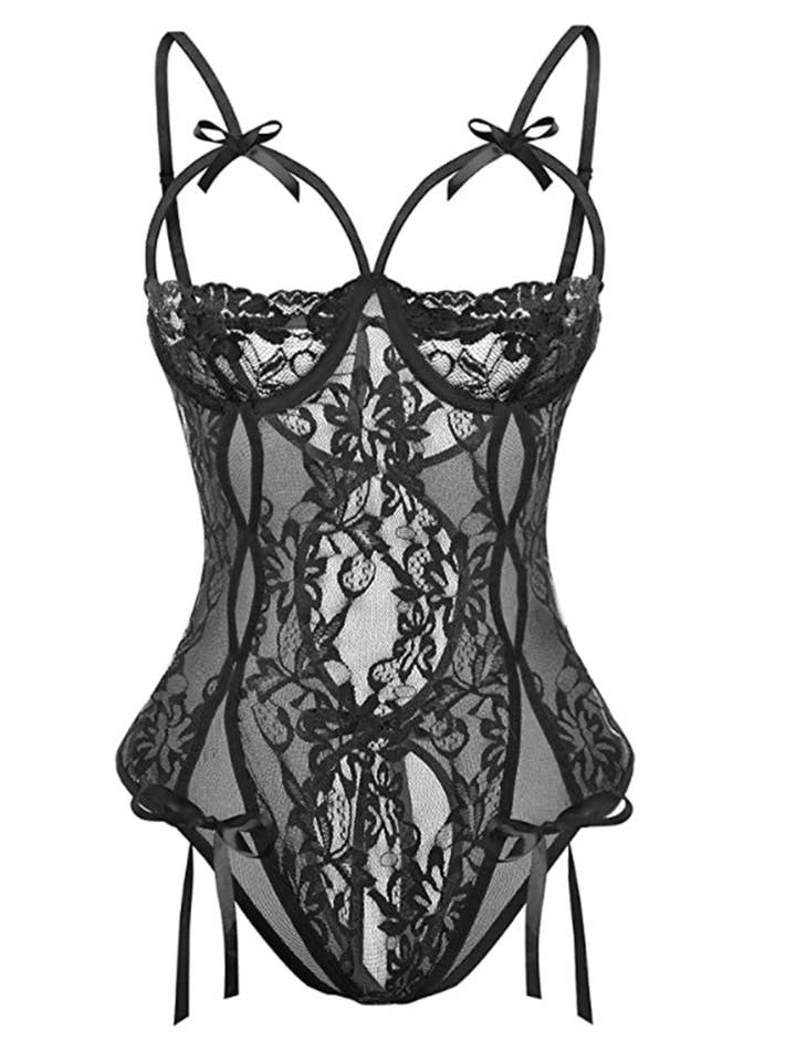 Tourtiwi - Wholesale Lingerie Bodysuit - Women's - Lace strap sexy lingerie breast-revealing bodysuit4