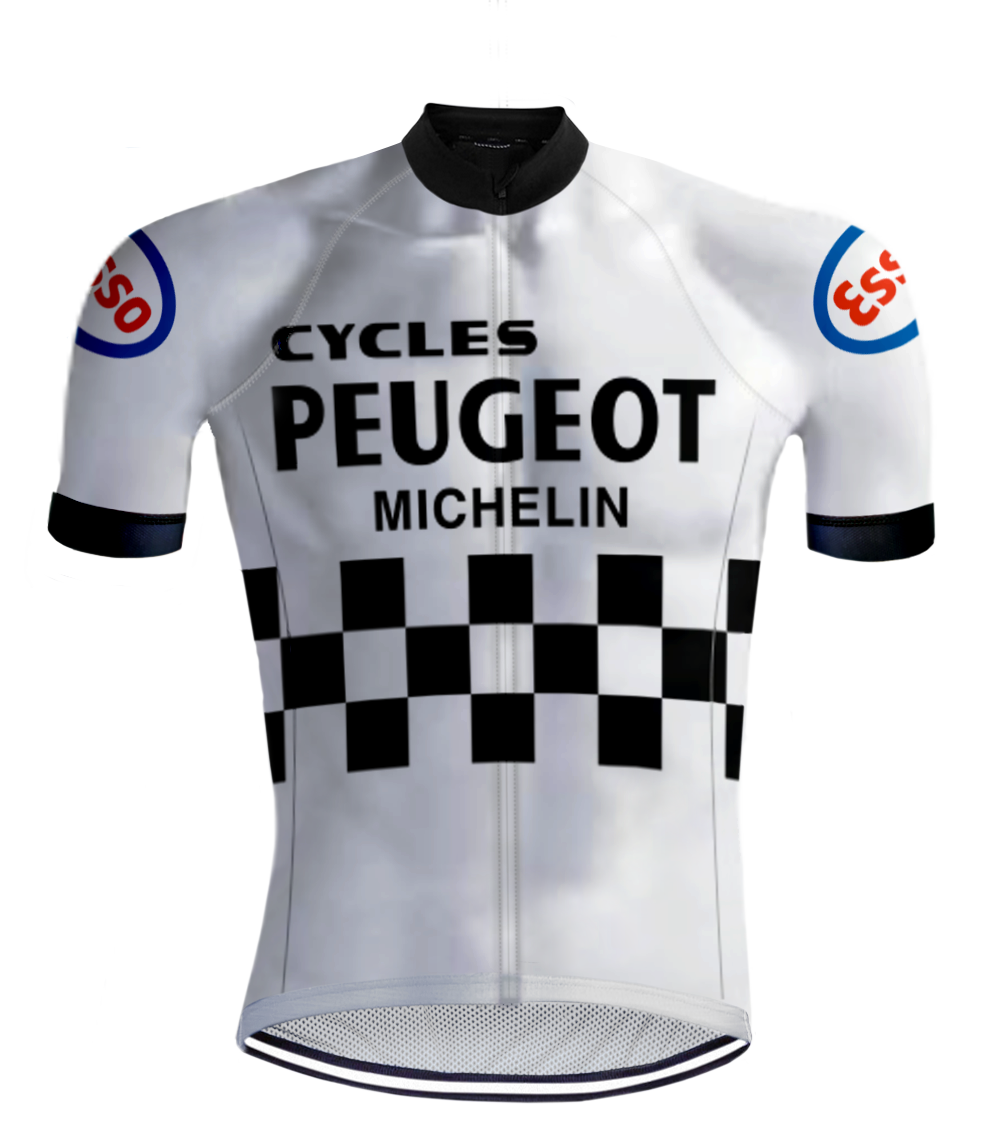 REDTED - Wholesale Athletic Top - Men's - Retro Cycling Kit Peugeot White/Black - REDTED1