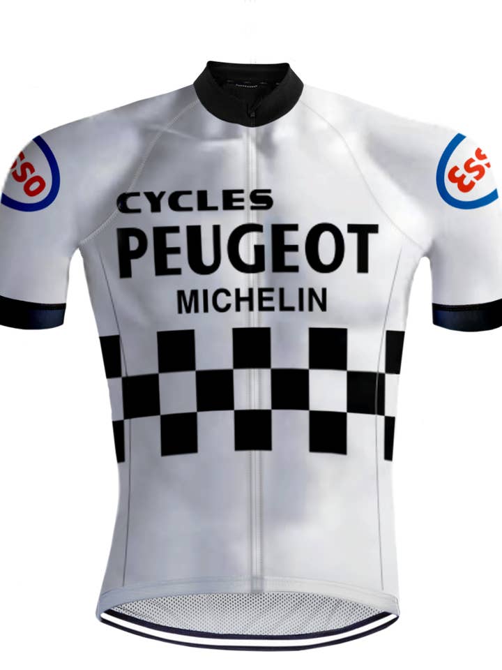 Retro Cycling Jersey Peugeot White/Black - REDTED for wholesale by REDTED