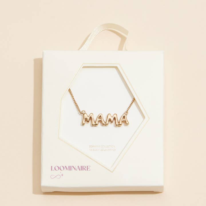 Lilla Haven - Wholesale Pendant/Charm Necklace - Bubble "MAMA" 18K Gold Dip Necklace