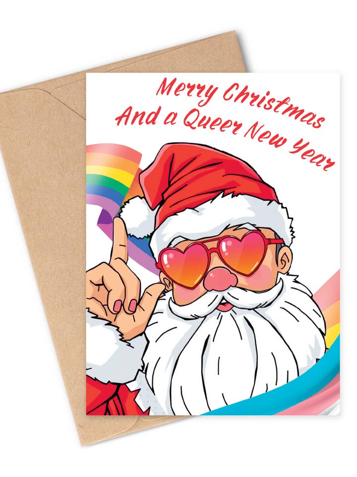 VROLIJK KERSTFEEST & EEN QUEER NIEUWJAAR Wenskaart voor wholesale door Two Brides Presents