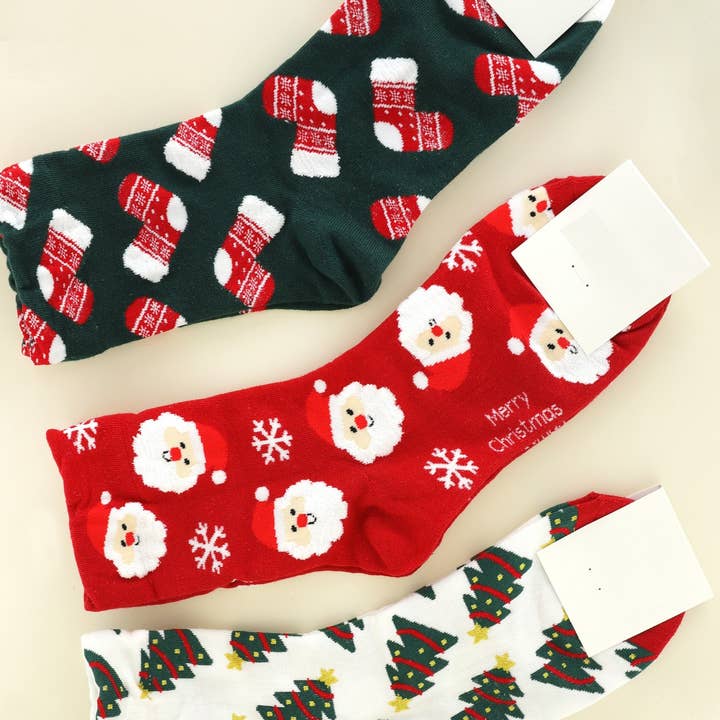 SP Sophia Collection - Wholesale Socks - Women's - Adult Size Christmas Themed Cotton Knit Socks