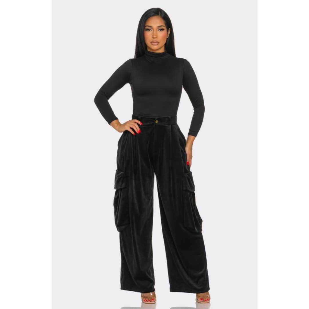 LOVE SENSE - Wholesale Pants - Women's - VELVET BAGGY CRAGO PANTS 3