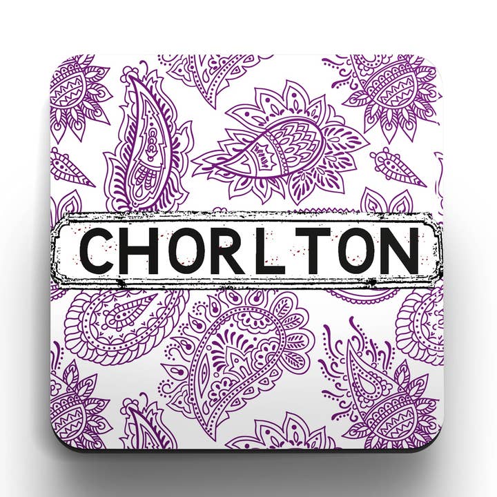 Purple and White Paisley Coasters (set of 4) for wholesale by tinned snail