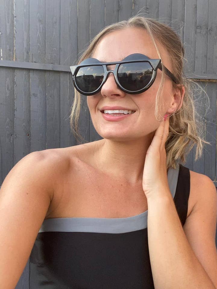 Black 'City Nights' Sunglasses for wholesale by TOMIA swim