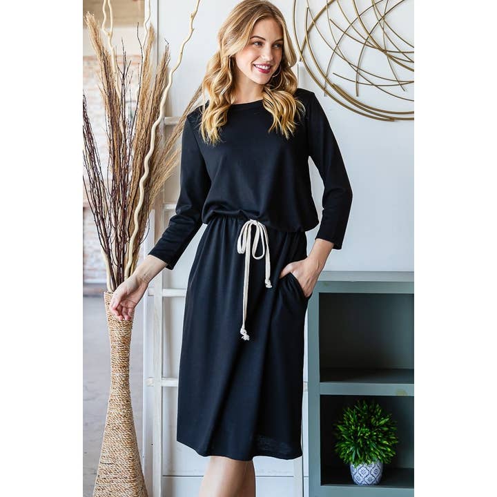 SOLID 2 TONE WAIST STRING DRESS for wholesale by Reborn J