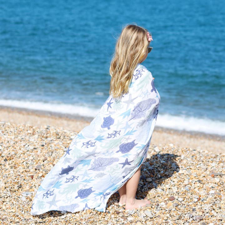 Turtle Extra Large Muslin / Swaddle Blanket for wholesale by Beach Born Salcombe Ltd