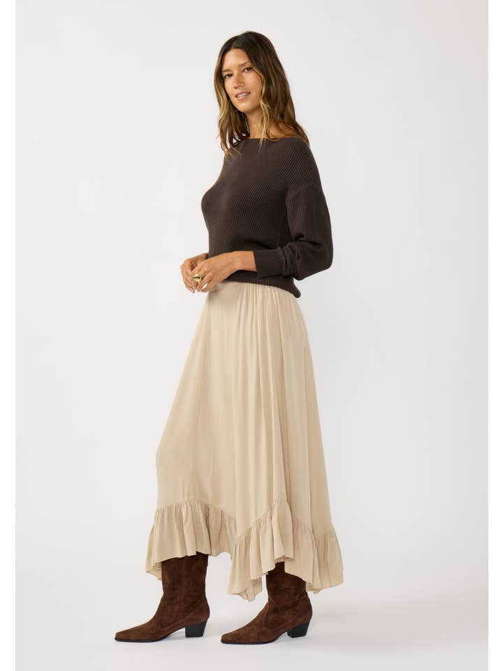 Lovestitch - Wholesale Skirt - Women's - Flowy Smocked Ruffle Hem Skirt2