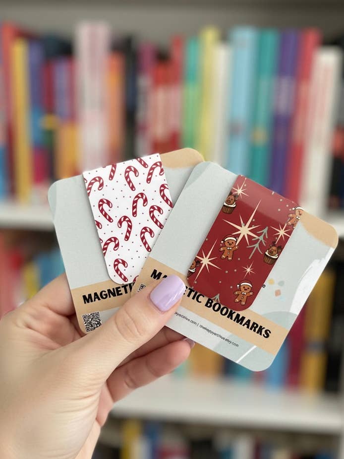 Set: 2 Magnetic Christmas Bookmarks–Gingerbread & Candycane for wholesale by TheHappyArchive