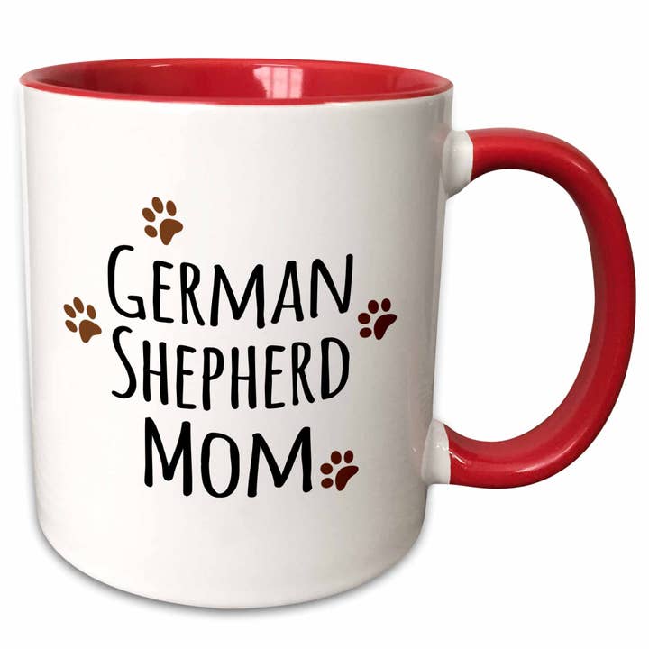 11oz Two-Tone Red Mug German Shepherd Dog Mom - Alsatian - D for wholesale by 3dRose