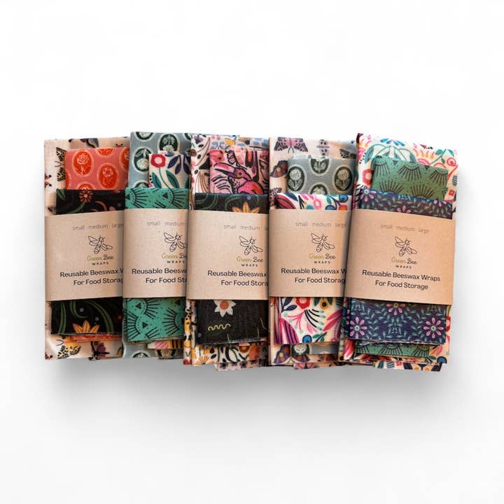 Beeswax Food Wraps- 3 pack with a variety of prints (fall) for wholesale by Green Bee